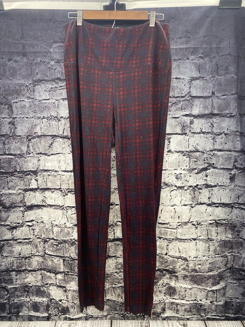Iman Picture Perfect Global Black Red Sz L Pull On Ankle Zip Ponte Leggings
